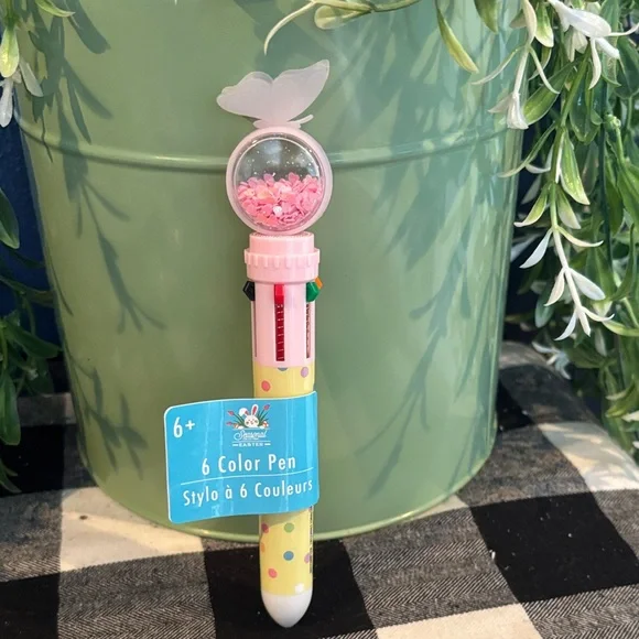 6-Color Multi Ink Pen with Decorative Shaker Top - Pastel Assorted - Picture 2 of 5